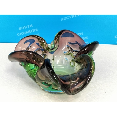 363 - Murano Splash Design Bowl. 9cm High, Approx 17cm Diameter.