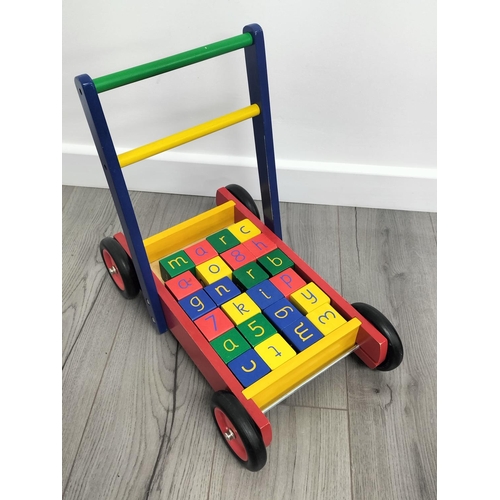 372 - Wooden Bambino High Chair plus a Tido Baby Walker with Blocks. Collection Only.