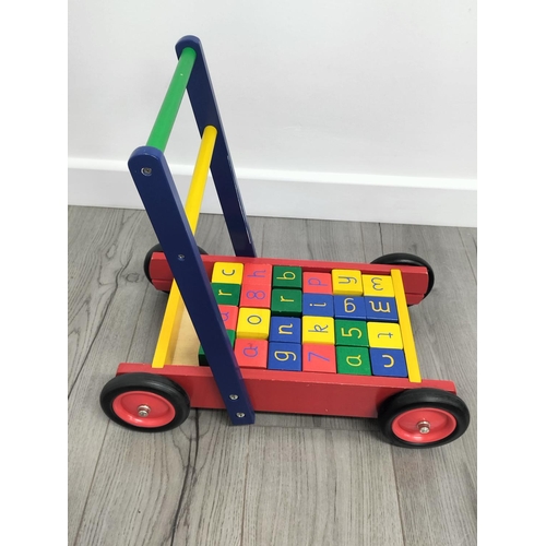 372 - Wooden Bambino High Chair plus a Tido Baby Walker with Blocks. Collection Only.