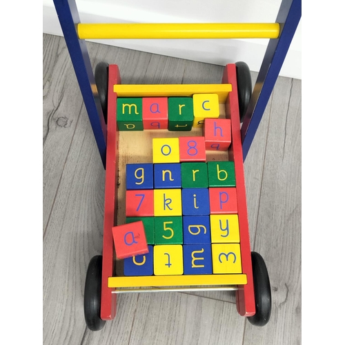 372 - Wooden Bambino High Chair plus a Tido Baby Walker with Blocks. Collection Only.