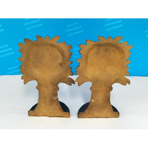 390 - Pair of Cast Metal Wheatsheaf Doorstops. 22cm Tall.