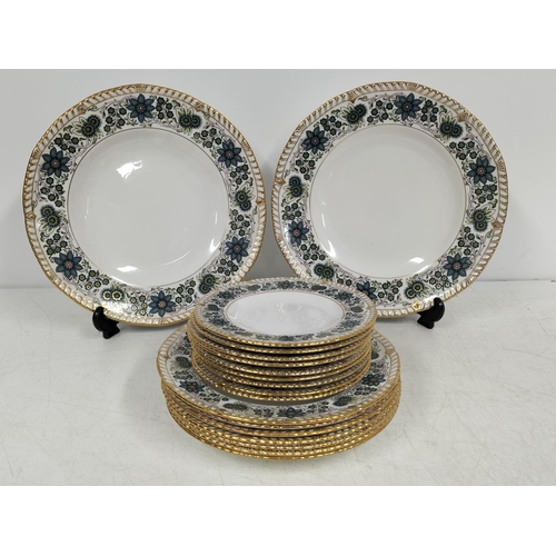 393 - Royal Crown Derby 'Caliph' A1287 Part Dinner Service to include 27cm Dinner Plates (2), 21cm Plates ... 