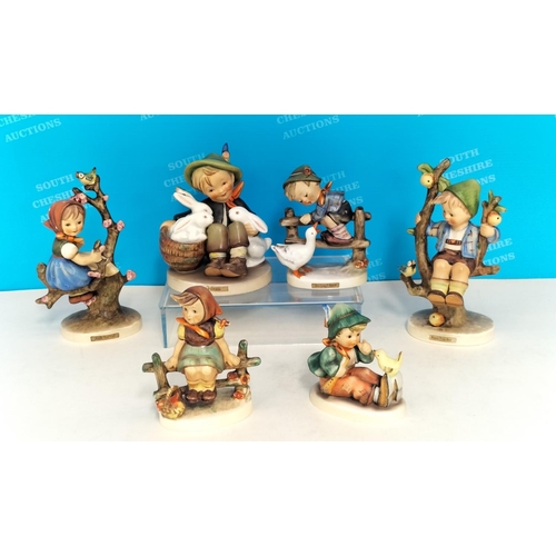 397 - Hummel Figures (6) to include Apple Tree Boy and Girl, Playmates, etc. Tallest 15cm.