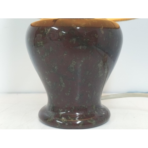 404 - Speckled Serpentine Stone 31cm Table Lamp W/O pus Polished Stone Matching Trinket Dish