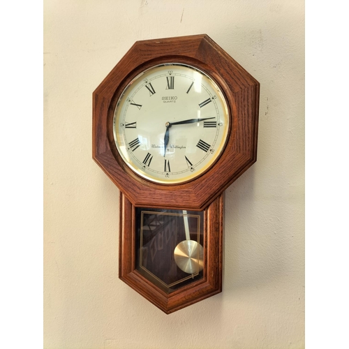 413 - Seiko Westminster/Whittington Wall Clock. 54cm High, 34cm x 10cm. Time W/O, Requires Attention to Ch... 