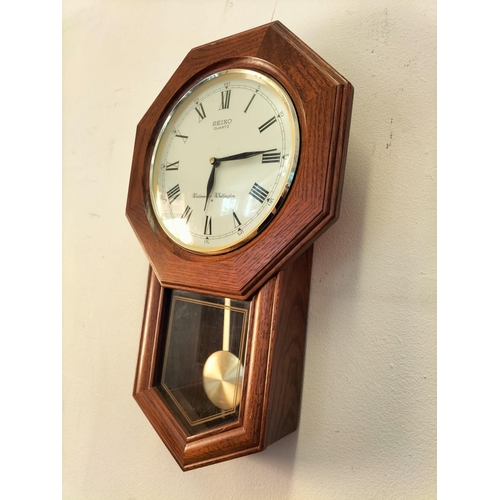 413 - Seiko Westminster/Whittington Wall Clock. 54cm High, 34cm x 10cm. Time W/O, Requires Attention to Ch... 