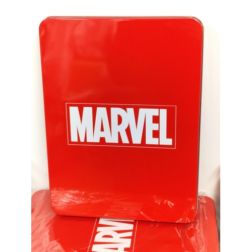 143 - 10 x Marvel Collector Tins plus a Collection of Fact File Magazines.