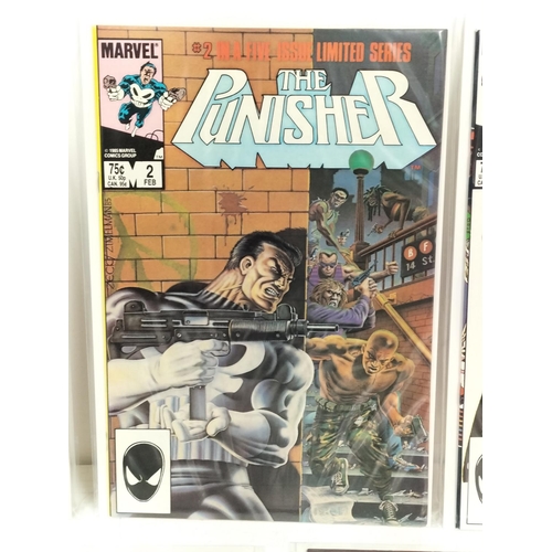 145 - Marvel Comics 1985 The Punisher Limited Run of 5, Complete. Bagged and Boarded.