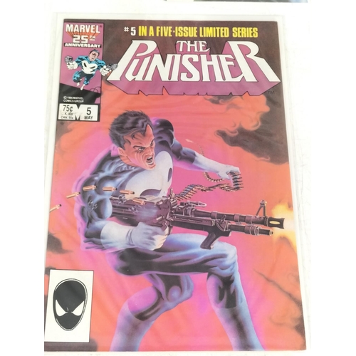 145 - Marvel Comics 1985 The Punisher Limited Run of 5, Complete. Bagged and Boarded.