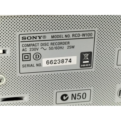 Sony RCD-W100 Compact Disc Player & CD Recordable/Rewritable Twin Disc ...
