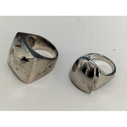 121 - Modern Silver 925 Rings (2) Size K and Size N. Weight 18 Grams.