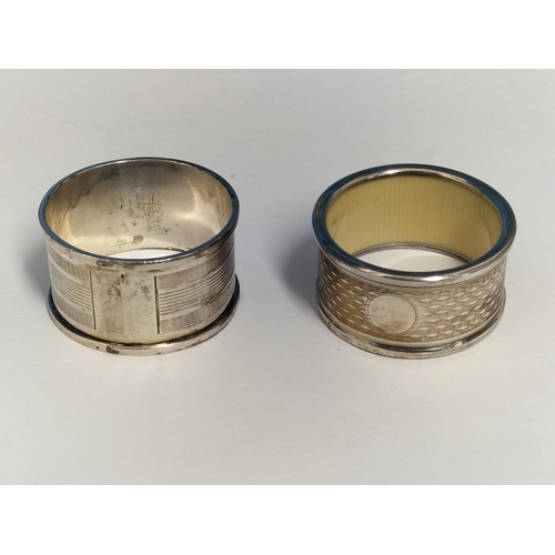 122 - Silver Hallmarked Napkin Rings (2), 36.5 Grams.