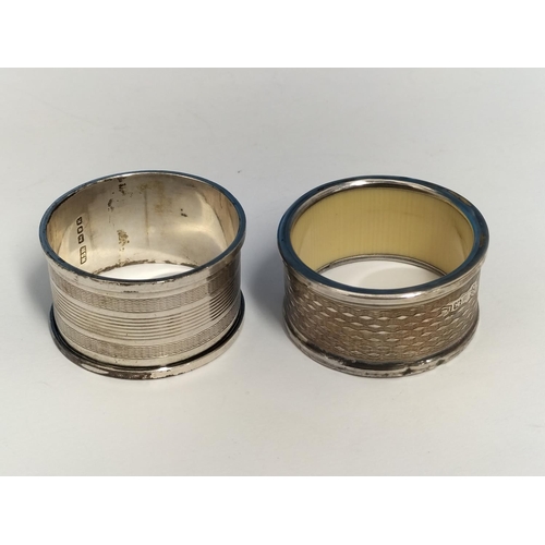 122 - Silver Hallmarked Napkin Rings (2), 36.5 Grams.