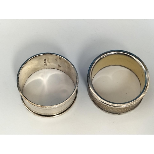 122 - Silver Hallmarked Napkin Rings (2), 36.5 Grams.