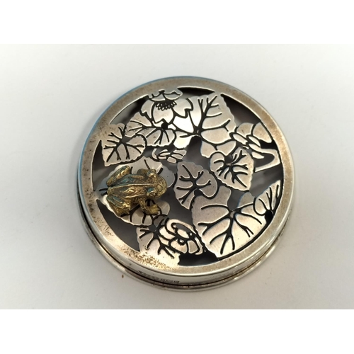 124 - Harman Bros Sterling Silver Frog Topped Cut Glass Pot.  Silver Weight 10.85 Grams. 4cm High, 5cm Dia... 