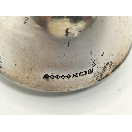 127 - Harman Bros Sterling Silver Egg Shaped Ring Box. Weight 17.4 Grams.