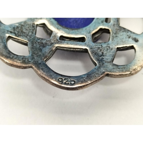 129 - Silver Celtic Brooches with Lapis Lazuli Centres (2).