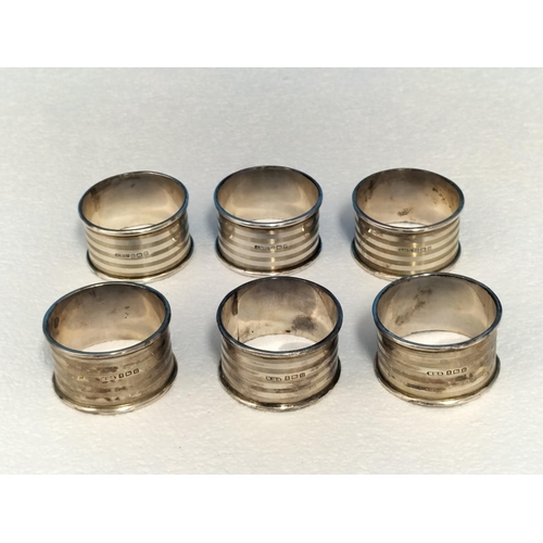 131 - Silver Hallmarked (Birmingham, Henry Williamson Ltd, 1923) Set of 6 Numbered Napkin Rings. Weight 18... 