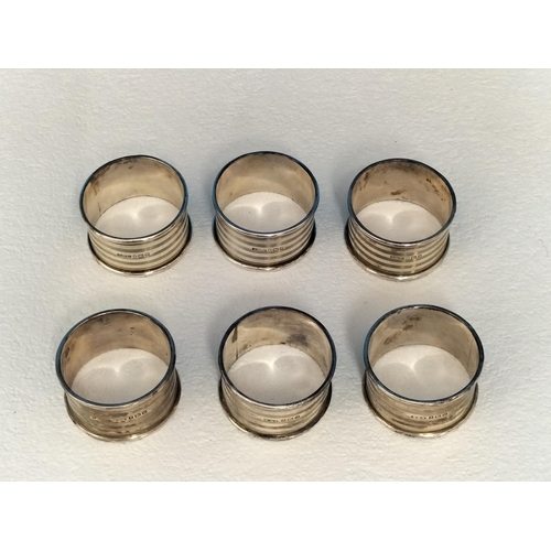 131 - Silver Hallmarked (Birmingham, Henry Williamson Ltd, 1923) Set of 6 Numbered Napkin Rings. Weight 18... 