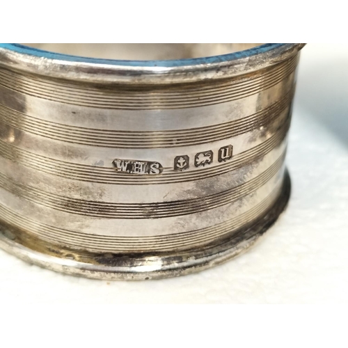 131 - Silver Hallmarked (Birmingham, Henry Williamson Ltd, 1923) Set of 6 Numbered Napkin Rings. Weight 18... 