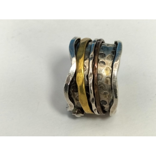 133 - Silver 925 Art and Craft Design Ring. Size Q. Missing Stone.