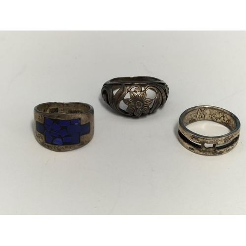148 - Silver 925 Rings (3), Sizes N & O. Weight 15.4 Grams.
