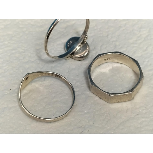 150 - Collection of 925 Rings, Earrings and Bangle plus a Silver Handled Button Hook.
