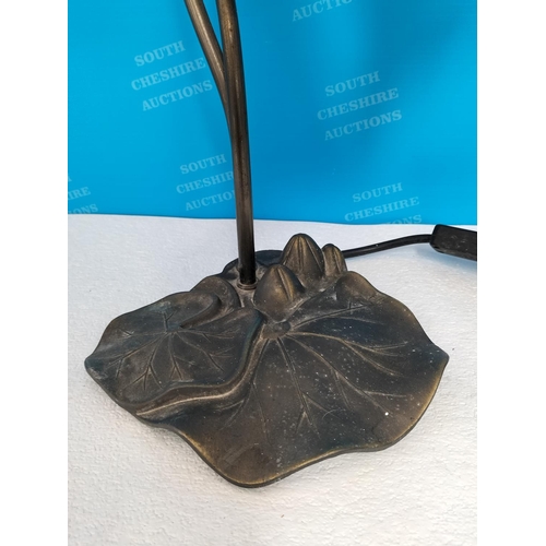 24 - Art Nouveau Style Lamp with Resin Lily Pad Design Base. W/O. 38cm High.