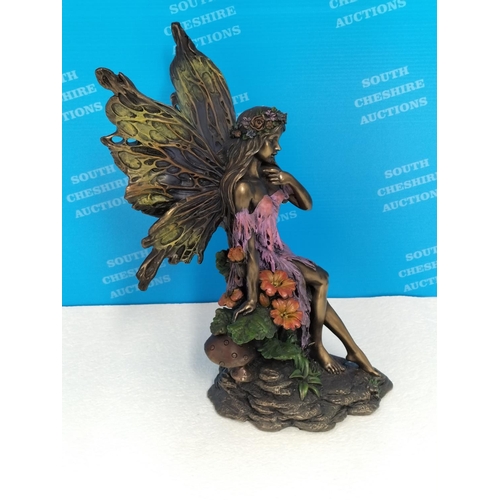 254 - Veronese Designs Cold Cast Bronze Resin Fairy Figure. 28cm High.