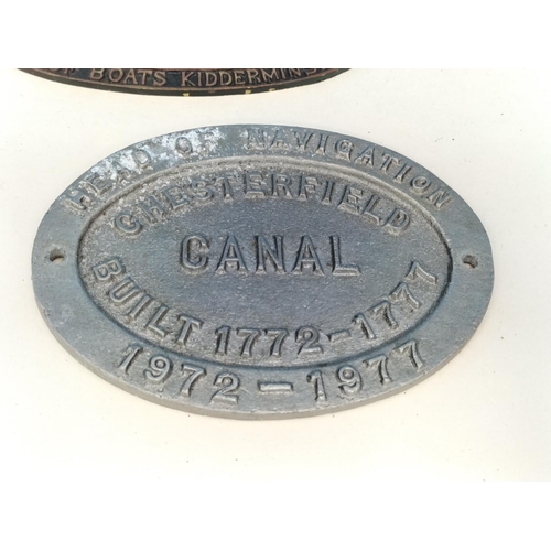 256 - Collection of Metal Canal Related Plaques (6) to include Staffs & Worcs (3), Nantwich, Chesterfield ... 