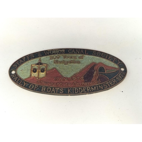 256 - Collection of Metal Canal Related Plaques (6) to include Staffs & Worcs (3), Nantwich, Chesterfield ... 