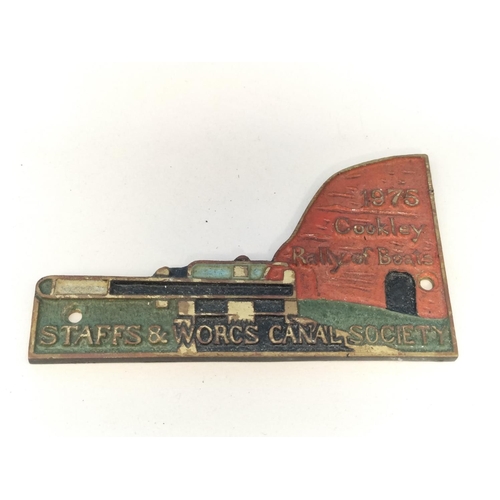 256 - Collection of Metal Canal Related Plaques (6) to include Staffs & Worcs (3), Nantwich, Chesterfield ... 