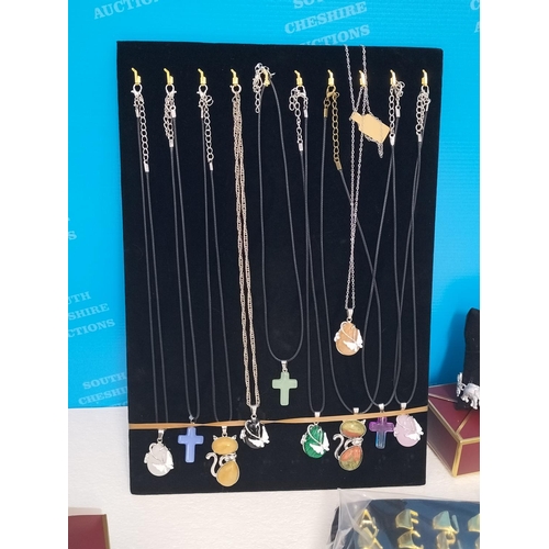 260 - Quantity of Assorted New Costume Jewellery to include Tray of Initial Rings, Stone Pendants on Chain... 