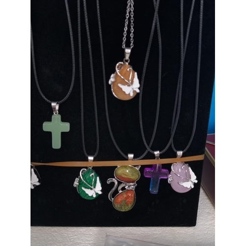 260 - Quantity of Assorted New Costume Jewellery to include Tray of Initial Rings, Stone Pendants on Chain... 