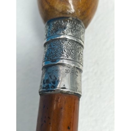 274 - Silver Hallmarked (Birmingham) Collared Walking Stick.