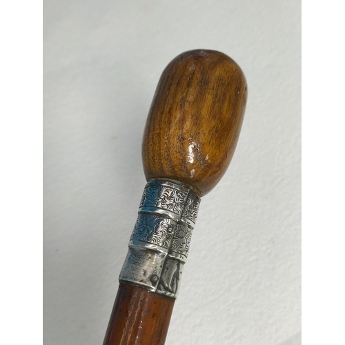 274 - Silver Hallmarked (Birmingham) Collared Walking Stick.