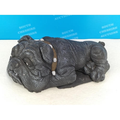 275 - Resin Lying Bulldog Statue. 10cm High, 23cm Long.