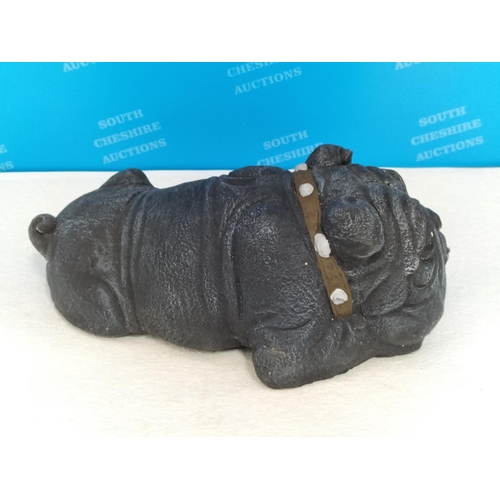 275 - Resin Lying Bulldog Statue. 10cm High, 23cm Long.