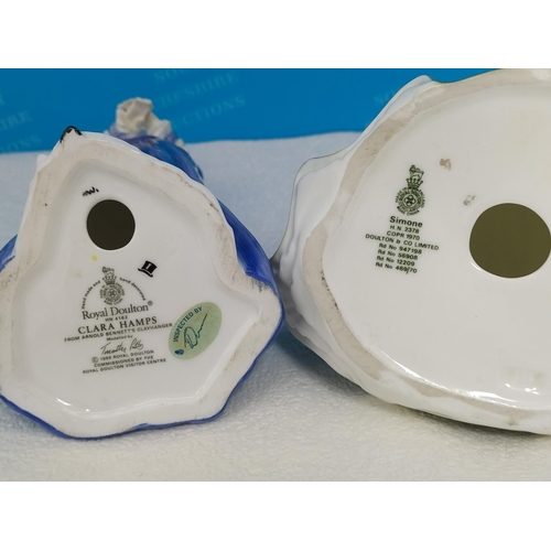 280 - Royal Doulton Lady Figures (2), 'Simone' HN 2378 and 'Clara Hamps' HN 4162. Tallest 22cm.