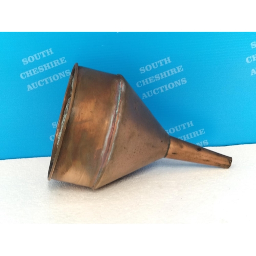 285 - Bench Mount Cast Iron Hand Crank Knife Sharpener/Grinder. plus Copper Funnel.