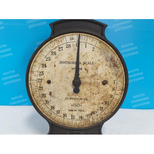 290 - Set of Vintage Household Scales No 46. Weighs Up to 28lb. 31cm High, 19cm Diameter.