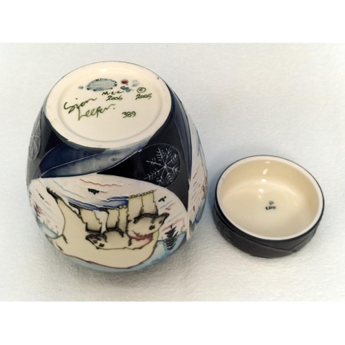 33 - Boxed Moorcroft Collectors Club 'Arctic Tundra' 16cm Lidded Ginger Jar by Sian Leeper 2006. Red Dot