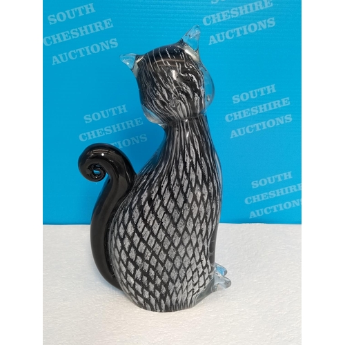 34 - Objects D'Art Boxed Glass Cat Figure. 19cm High.
