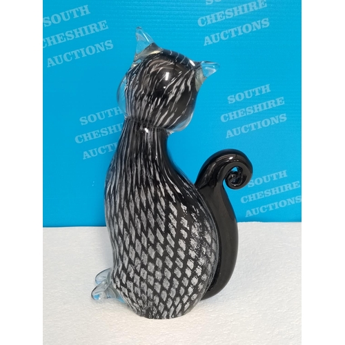 34 - Objects D'Art Boxed Glass Cat Figure. 19cm High.