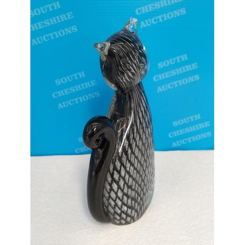 34 - Objects D'Art Boxed Glass Cat Figure. 19cm High.