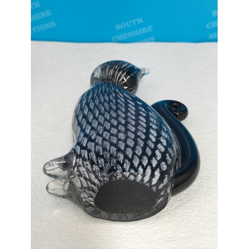 34 - Objects D'Art Boxed Glass Cat Figure. 19cm High.