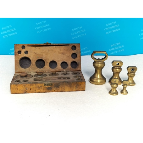 495 - 2 Sets of Metal Weights. A Cased Set with Weights 200g to 2g (Part Complete) plus a Set of Bell Weig... 