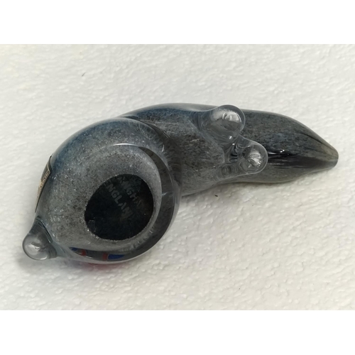 53 - Langham Glass 'Badger' Paperweight. 3cm High, 9cm Long.