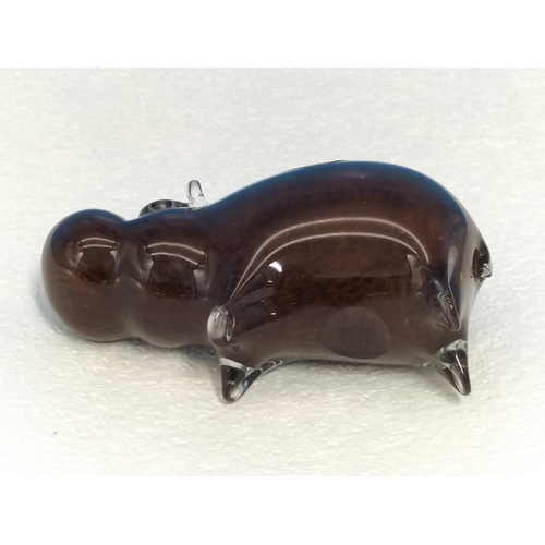 54 - Langham Glass 'Hippo' Paperweight. 7cm High, 12cm Long