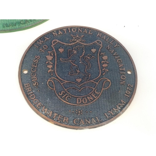 56 - Collection of Metal Canal Related Plaques (5) to include Erewash  (2), Manchester, Lymm and Market D... 